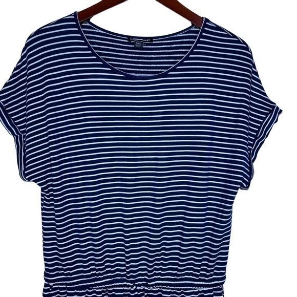 HILARY RADLEY Striped Drawstring Waist Dress Size Small in Navy and White Stripe - Picture 5 of 16